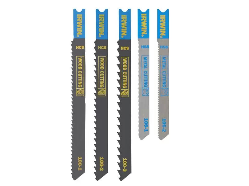 Irwin HCS/HSS U-Shank Jigsaw Blade Set, 5 Piece