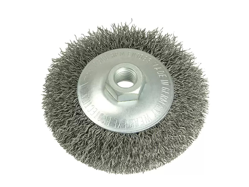 Lessmann - LES422177 - Conical Bevel Brush 100mm x M14 Bore, 0.35 Steel Wire