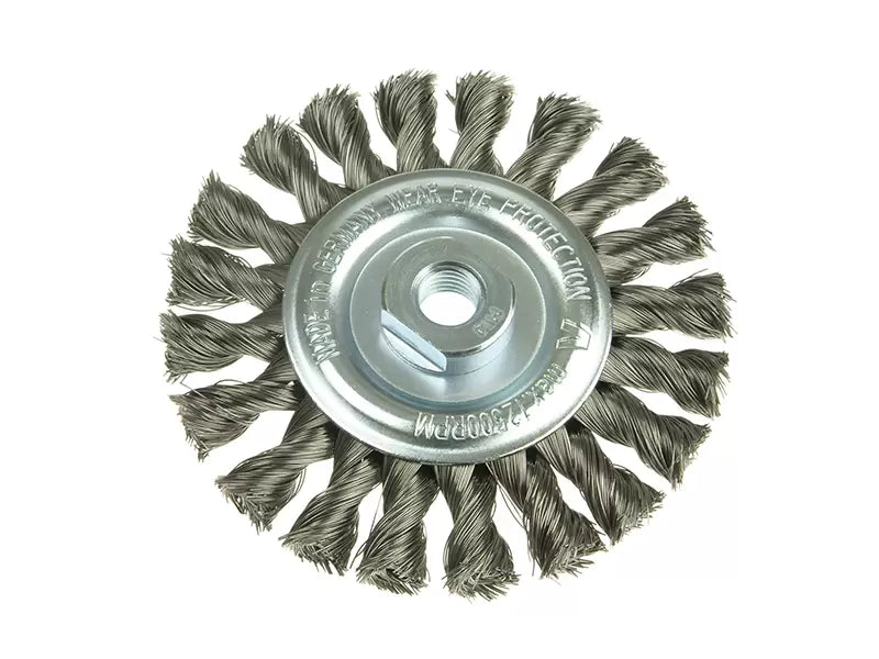 Lessmann - LES473211 - Knot Wheel Brush 125 x 14mm 22.2mm Bore, 0.50 Steel Wire