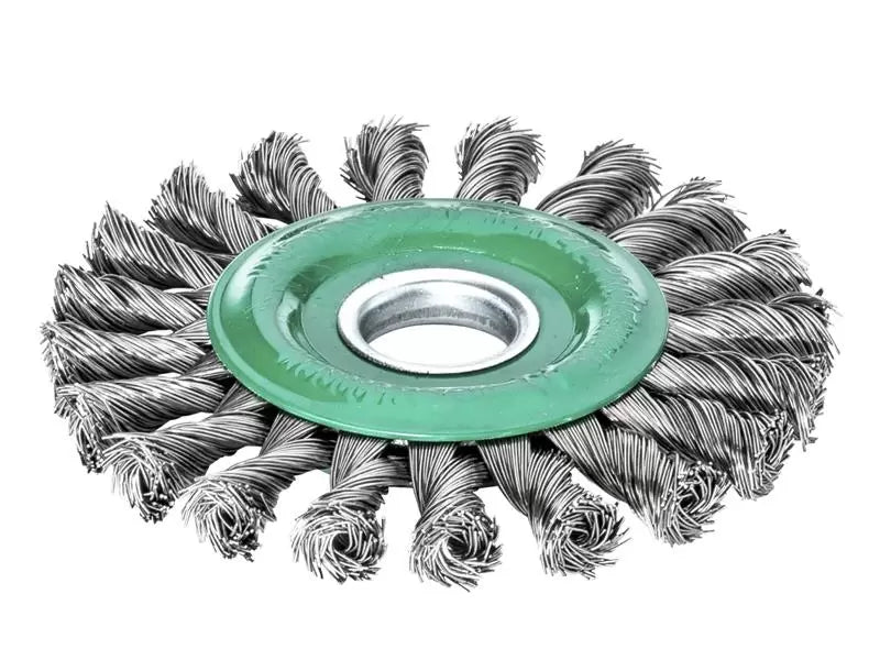 Lessmann - LES472811 - Knot Wheel Brush 115 x 14mm 22.2mm Bore, 0.50 Stainless Steel Wire