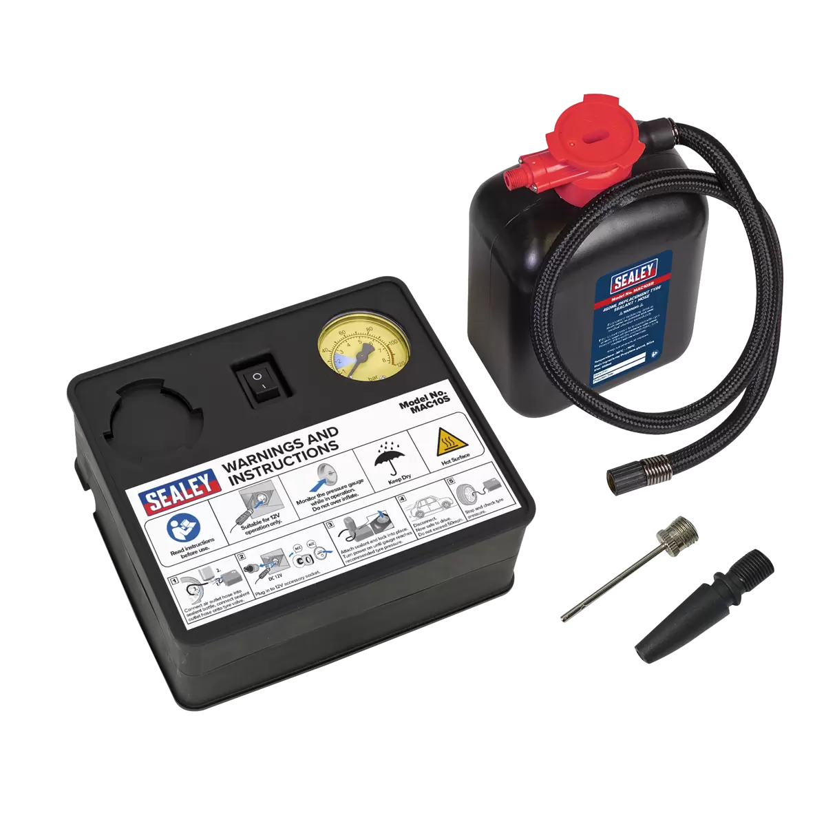 Sealey - MAC10S - Tyre Inflator & Emergency Puncture Sealant Kit 12V