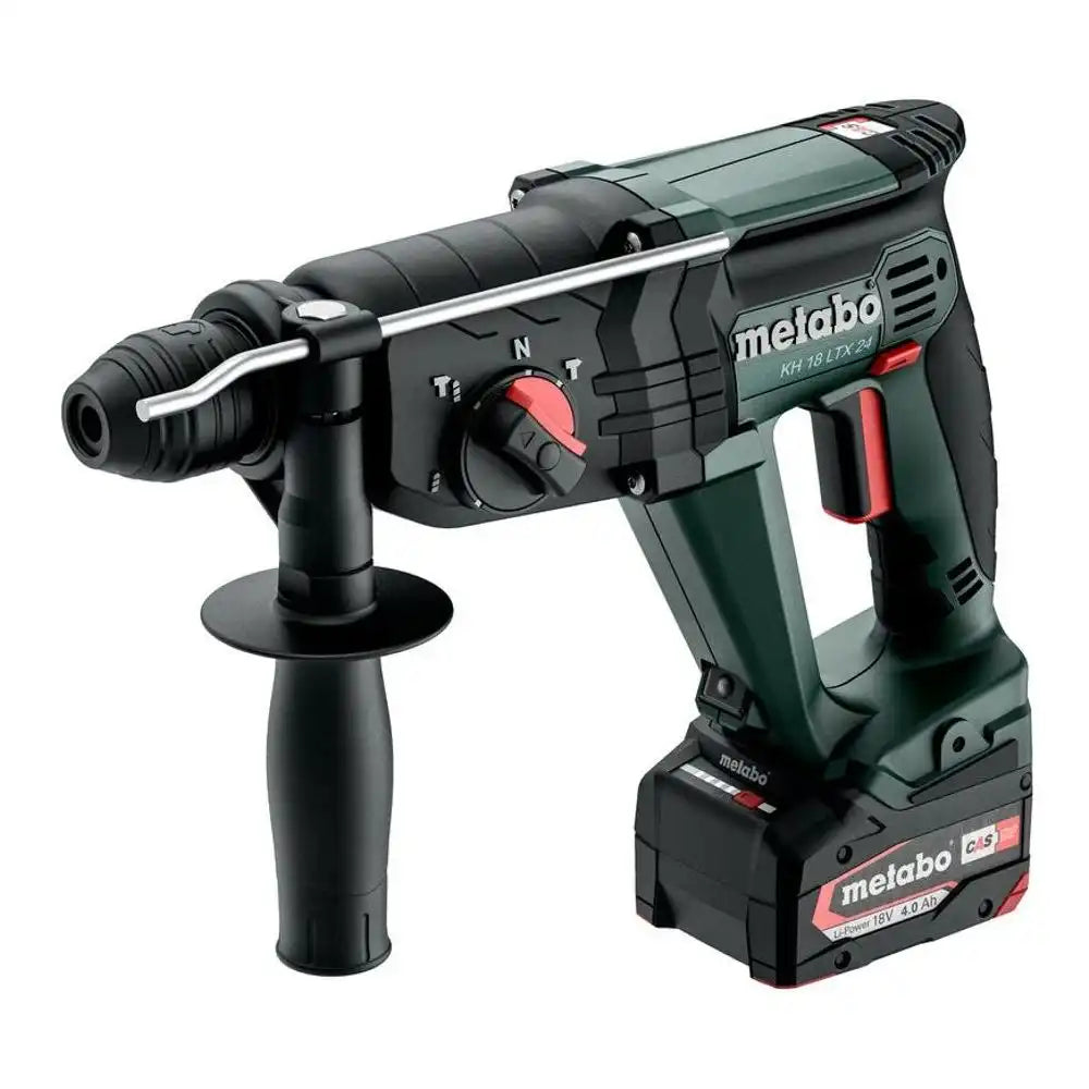 Metabo KH 18 LTX 24 18V Cordless SDS-Plus Rotary Hammer, 2.6kg, 3-Mode, with 2x 4.0Ah Batteries, Charger & Case