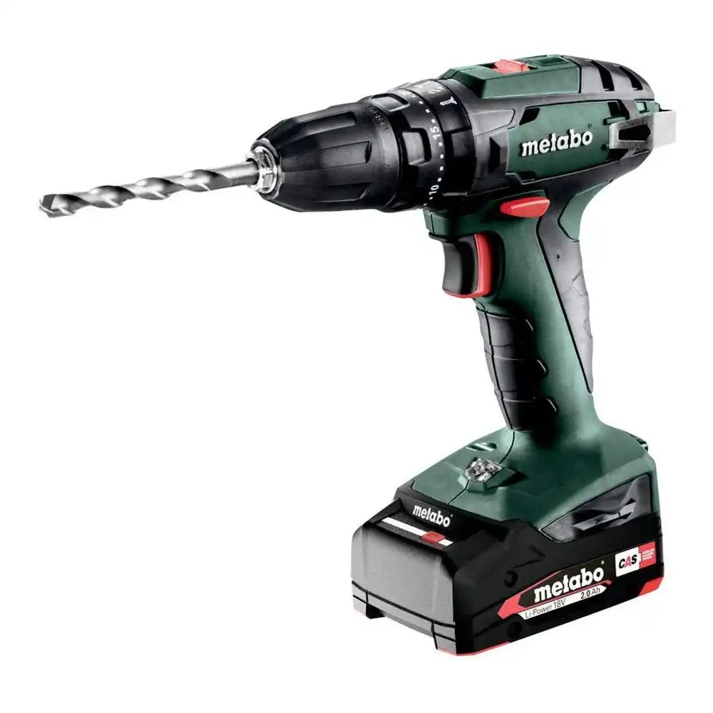 Metabo SB 18 18V Cordless Hammer Drill, 13mm, 2-Speed, with 2x 2.0Ah Batteries, Charger & Case