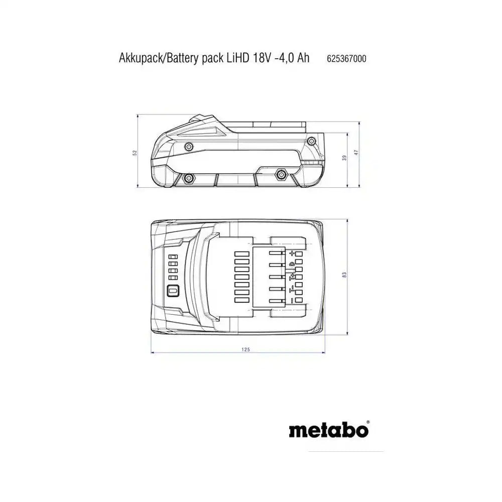 Metabo 18V LiHD Battery Pack, 4.0Ah