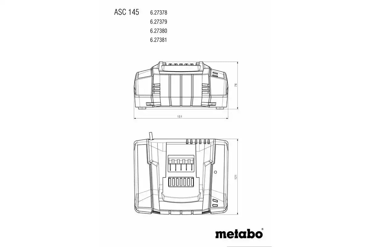 Metabo ASC 145 Air-Cooled Quick Charger, 12–36V, 145W, 110–120V