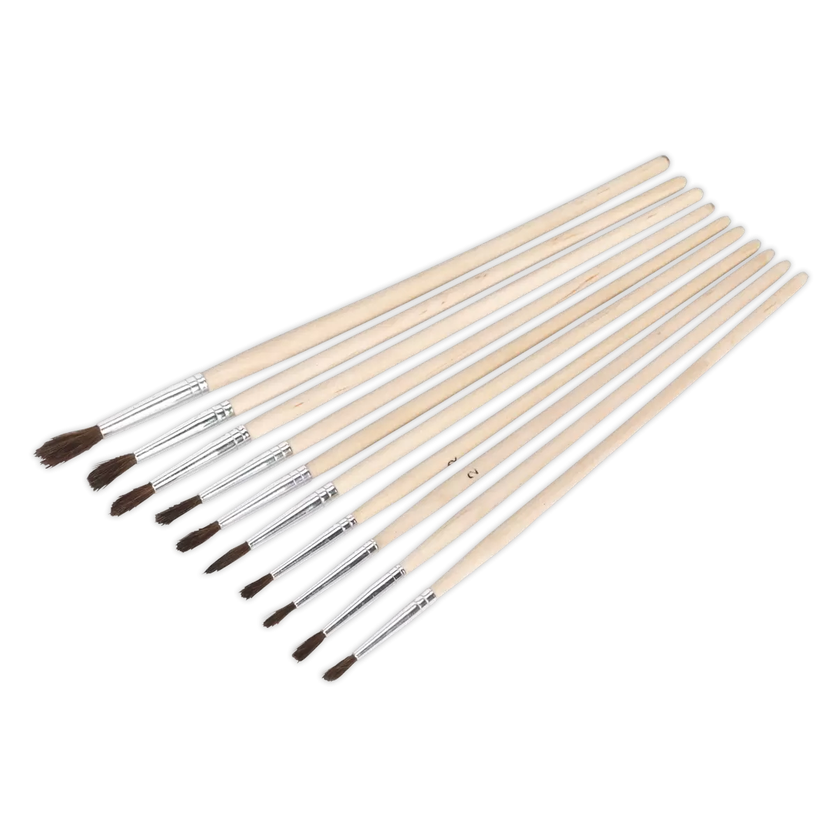 Sealey - PB2 - Touch-Up Paint Brush Assortment with Wooden Handle 10pc
