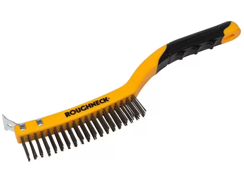 Roughneck - ROU52032 - Stainless Steel Wire Brush Soft Grip with Scraper 355mm (14in) - 3 Row
