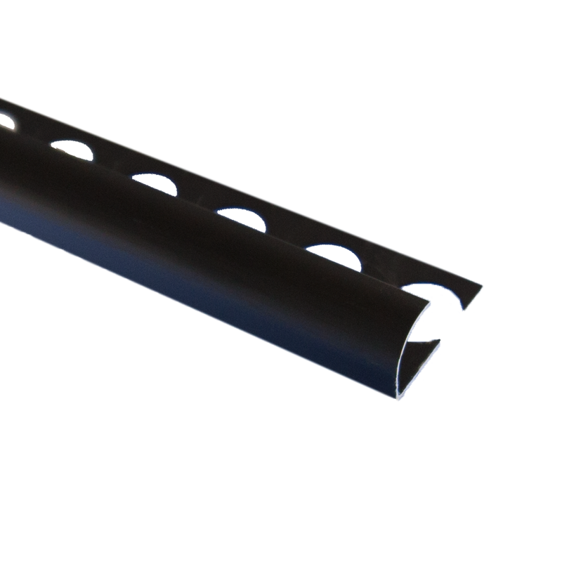 PREMTOOL Contract Metal Round Edge Matt Black Aluminium Tile Trim 2.5m
