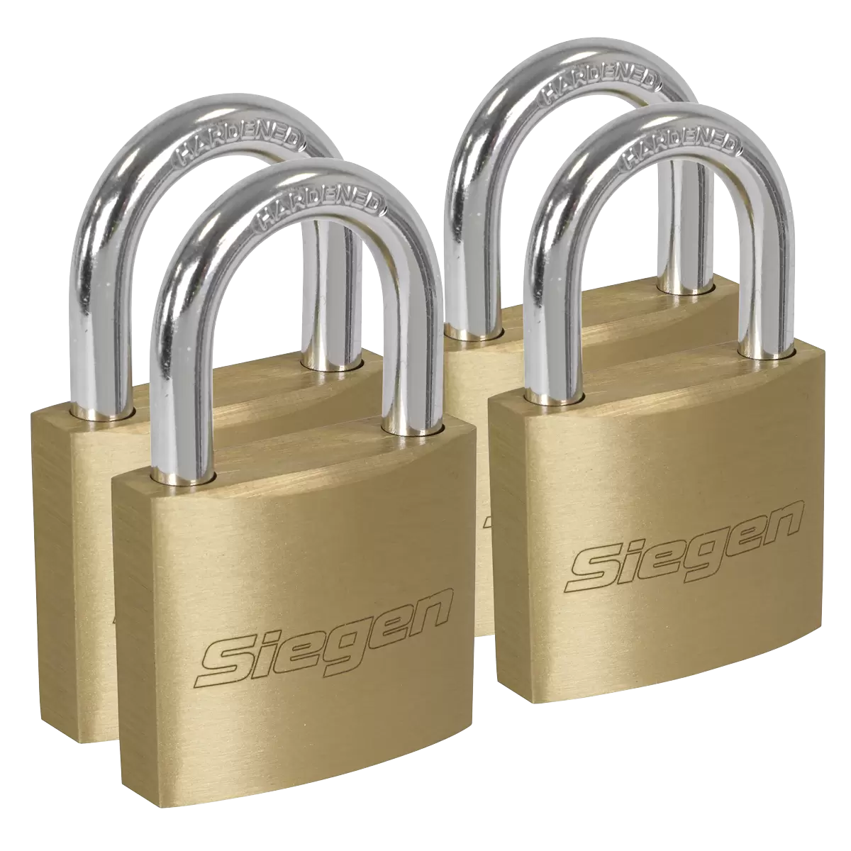 Sealey - S0992 - Siegen Brass Body Padlock with Brass Cylinder Keyed Alike - Pack of 4