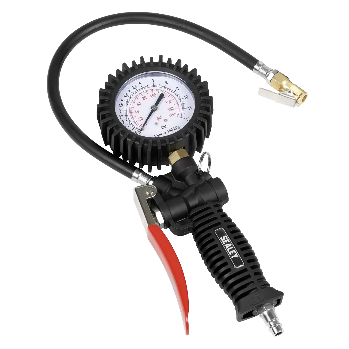 Sealey - SA9302 - Tyre Inflator with Pressure Gauge and Clip-On Connector
