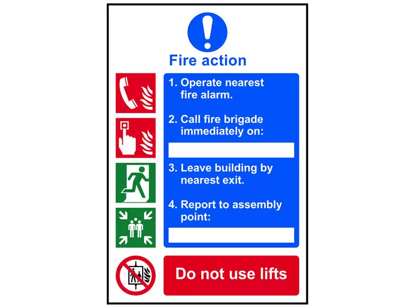 Scan - SCA0175 - Fire Action Procedure, Style 1 - PVC Sign 200 x 300mm