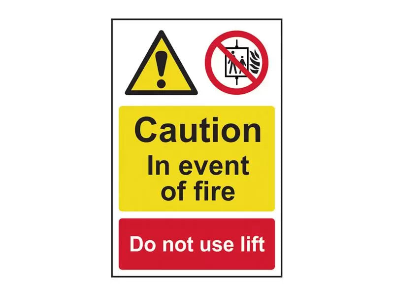 Scan - SCA1180 - Caution Event of Fire Do Not Use Lift - PVC Sign 200 x 300mm