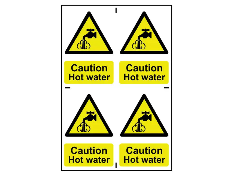 Scan - SCA1309 - Caution Hot Water - 4 PVC Signs 100 x 100mm