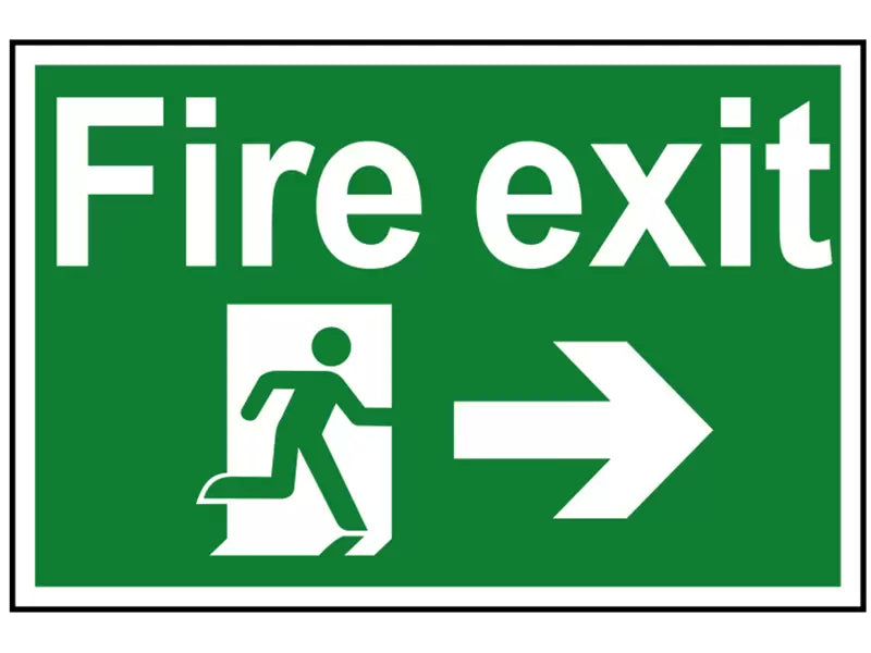 Scan - SCA1504 - Fire Exit Running Man Arrow Right - PVC Sign 300 x 200mm