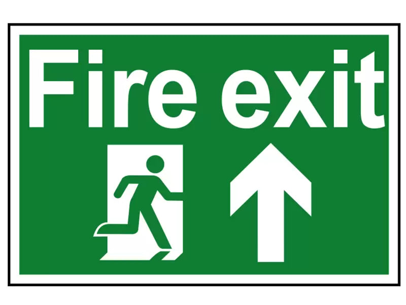 Scan - SCA1505 - Fire Exit Running Man Arrow Up - PVC Sign 300 x 200mm