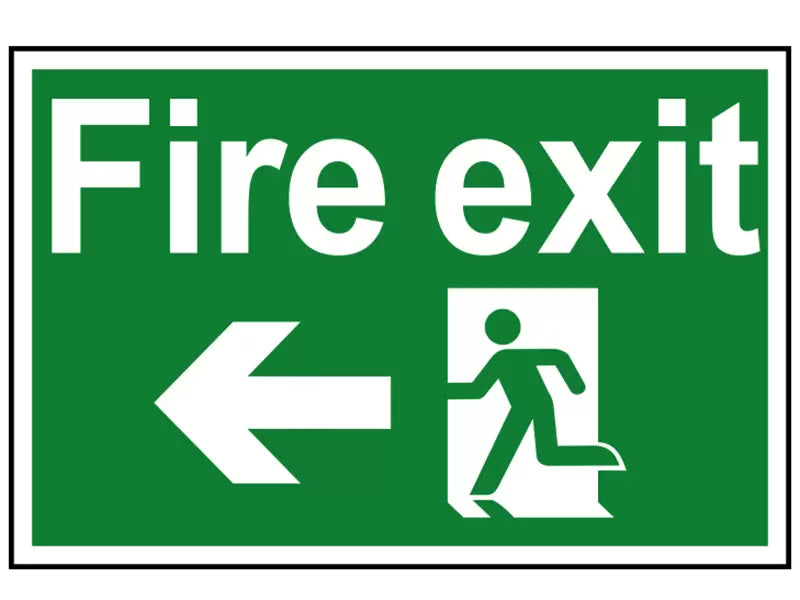 Scan - SCA1506 - Fire Exit Running Man Arrow Left - PVC Sign 300 x 200mm