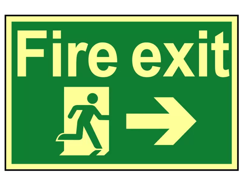 Scan - SCA1581 - Fire Exit Running Man Arrow Right - Photoluminescent 300 x 200mm