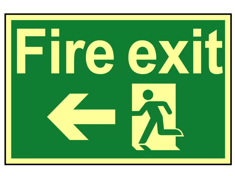 Scan - SCA1583 - Fire Exit Running Man Arrow Left - Photoluminescent 300 x 200mm