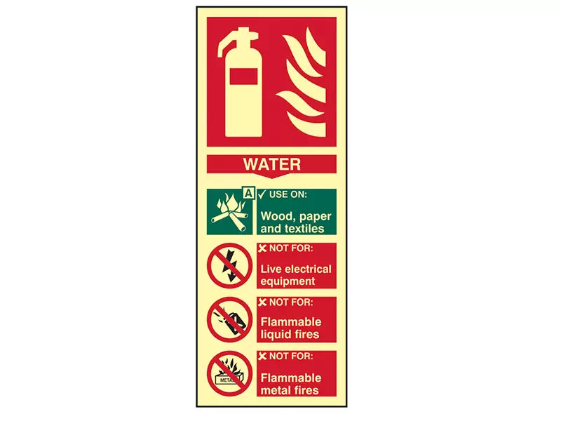 Scan - SCA1590 - Fire Extinguisher Composite Water - Photoluminescent 75 x 200mm