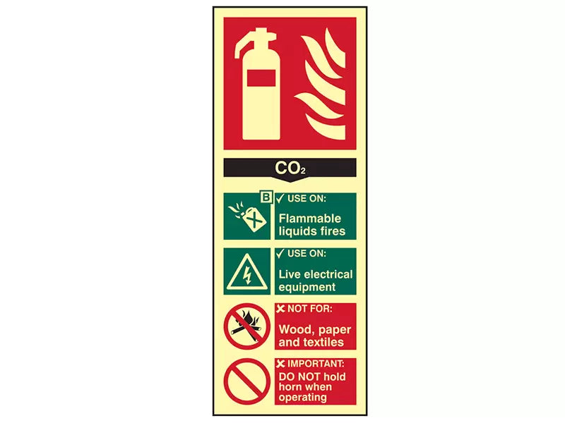 Scan - SCA1592 - Fire Extinguisher Composite CO2 - Photoluminescent 75 x 200mm