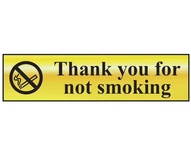 Scan - SCA6001 - Thank You For Not Smoking - Polished Brass Effect 200 x 50mm