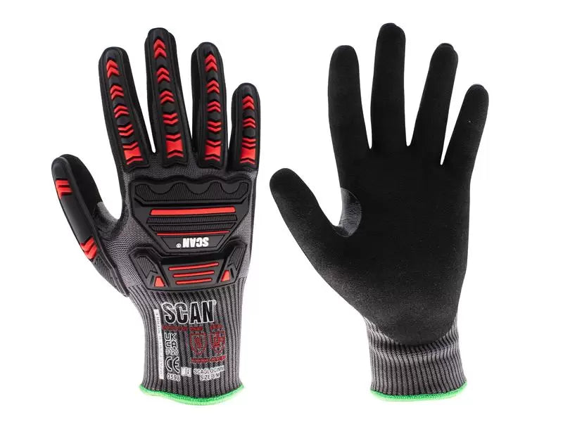 Scan - SCAGLOCIMM - Nitrile Palm Impact Cut D Gloves - M (Size 8)
