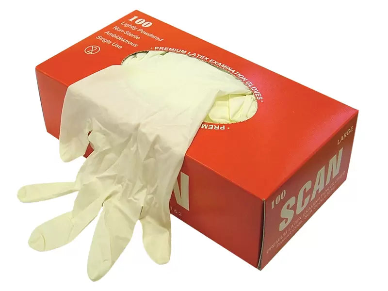 Scan - SCAGLOLATEXL - Latex Gloves - Large (Box 100)
