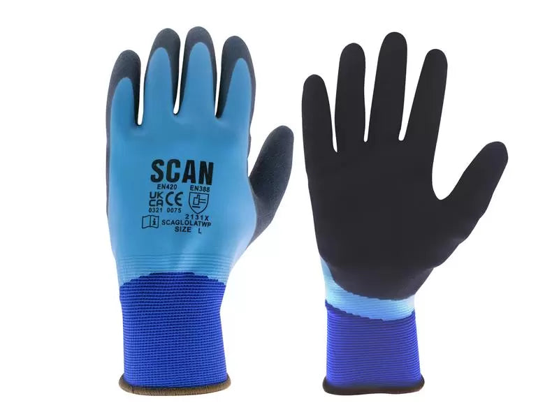 Scan - SCAGLOLATWPM - Waterproof Latex Gloves - M (Size 8)