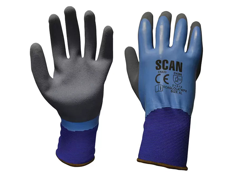 Scan - SCAGLOLATWPX - Waterproof Latex Gloves - XL (Size 10)