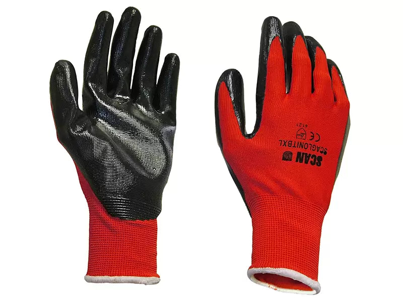 Scan - SCAGLONITBXL - Nitrile Coated Knitted Gloves - XL (Size 10)