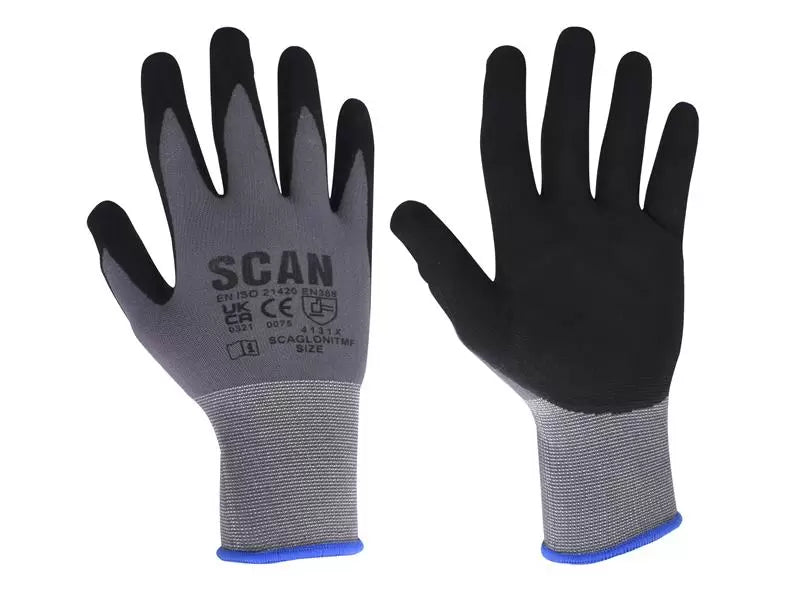 Scan - SCAGLONITMXX - Microfoam Nitrile Coated Gloves - XXL (Size 11)