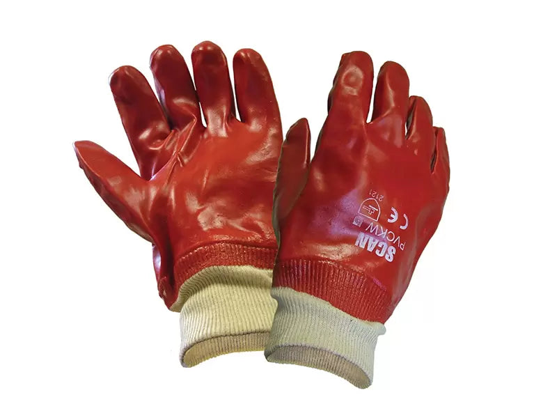 Scan - SCAGLOPVCKW - PVC Knitwrist Gloves - L (Size 9)