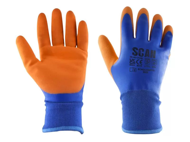 Scan - SCAGLOWPTHXX - Thermal Waterproof Latex Coated Gloves - XXL (Size 11)