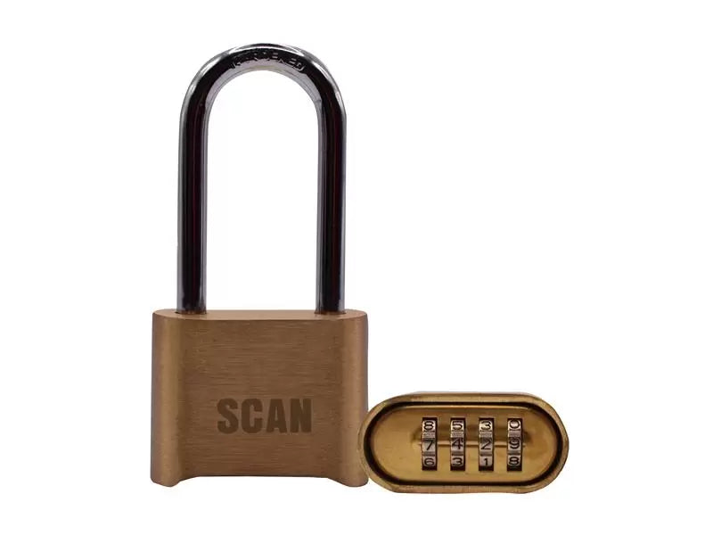 Scan - SCAPLBCOMLS - Brass Combination Padlock 50mm Long Shackle