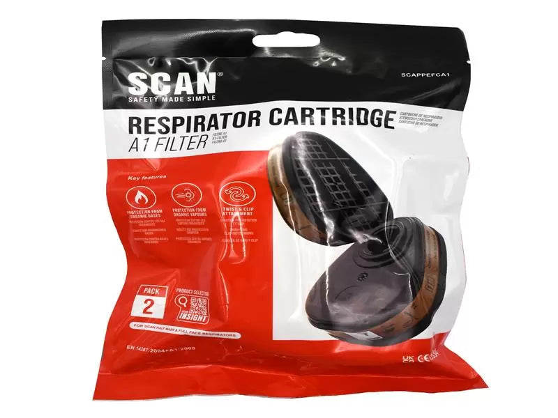 Scan - SCAPPEFCA1 - Twin Half Mask A1 Gas Filter Cartridge (Pack of 2)
