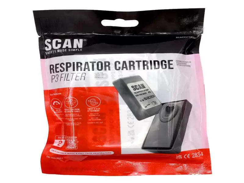 Scan - SCAPPEFCP3GF - Twin Half Mask P3R Particle Filter Cartridge (Pack of 2)