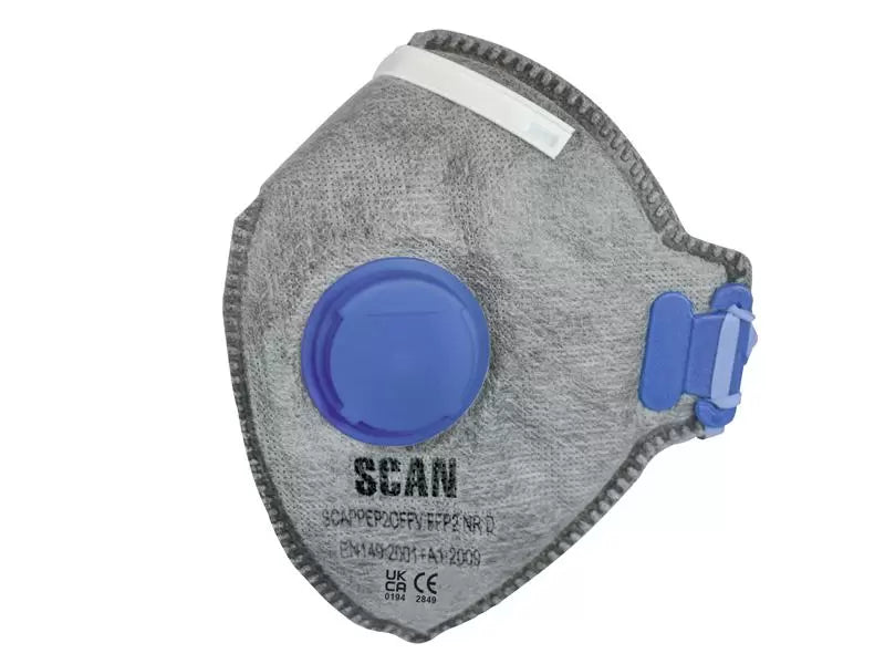 Scan - SCAPPEP2OFFV - Fold Flat Disposable Odour Mask Valved FFP2 Protection (Pack 3)