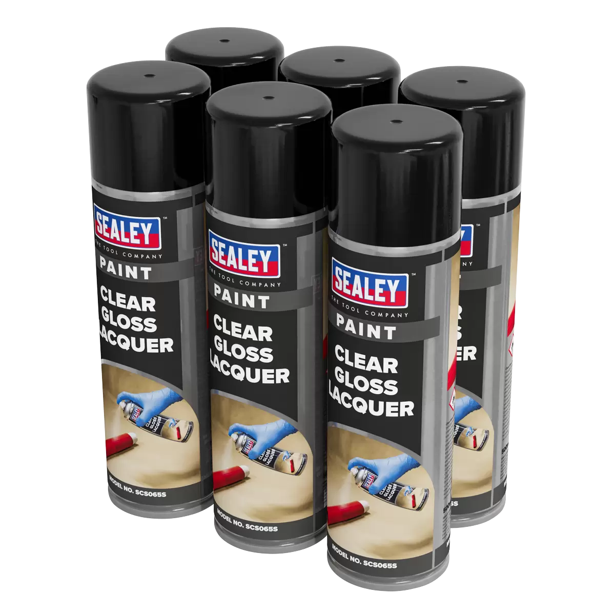 Sealey - SCS065 - Gloss Lacquer 500ml, Clear - Pack of 6