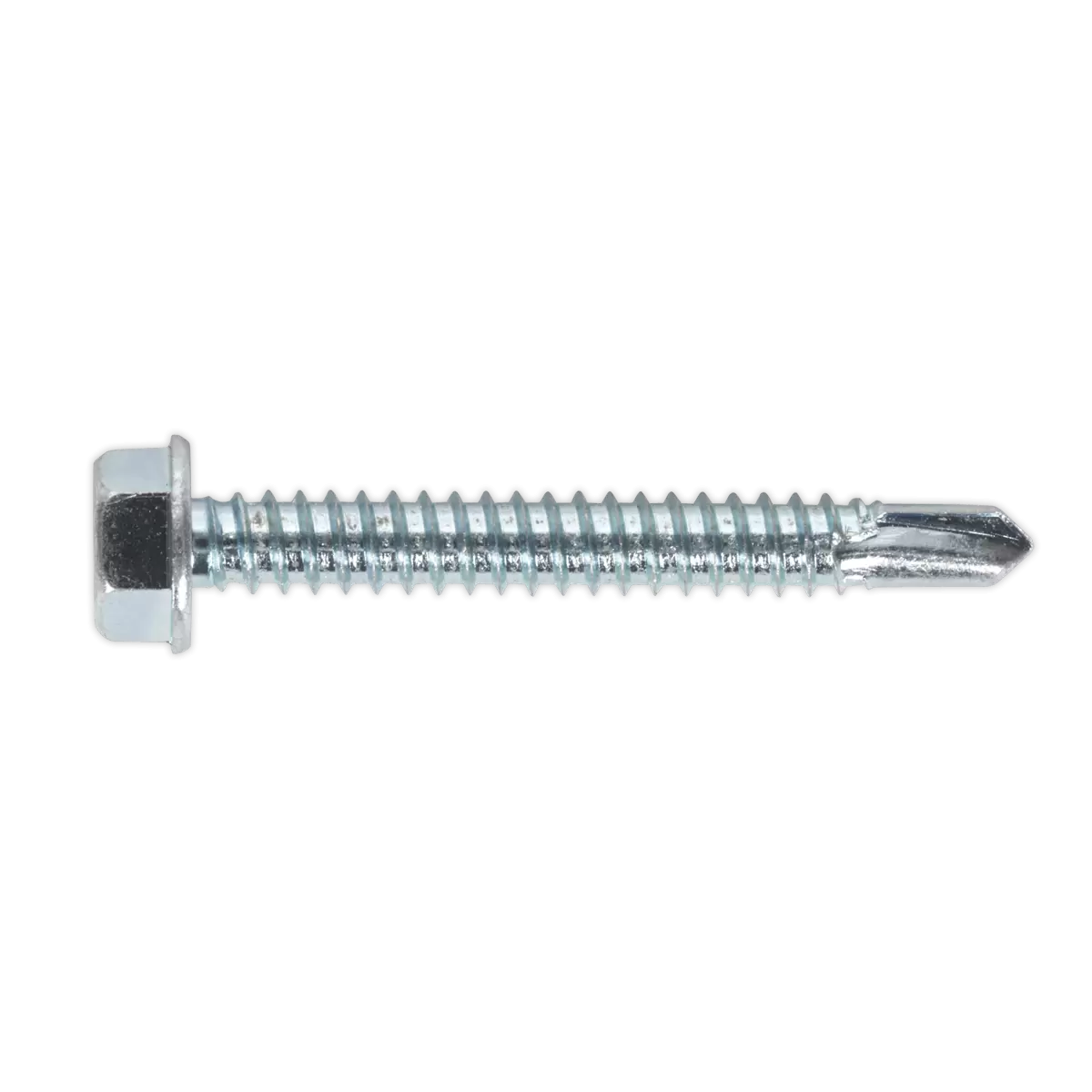Sealey - SDHX6350 - Zinc Plated Self-Drilling Hex Head Screw 6.3 x 50mm - Pack of 100