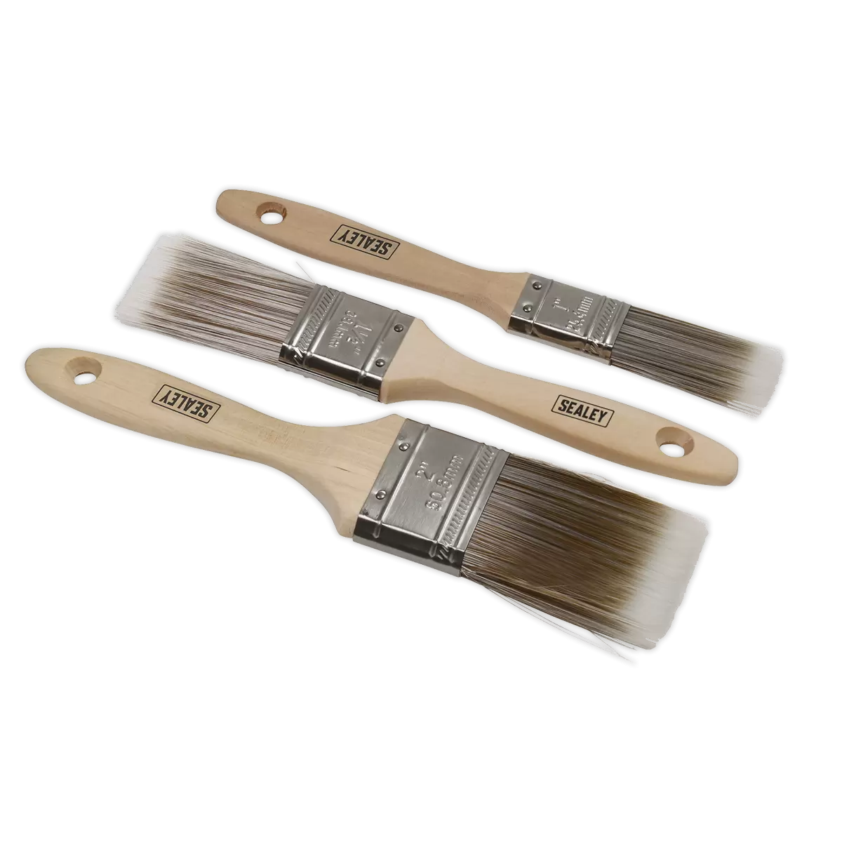 Sealey - SPBS3W - Wooden Handle Paint Brush Set 3pc