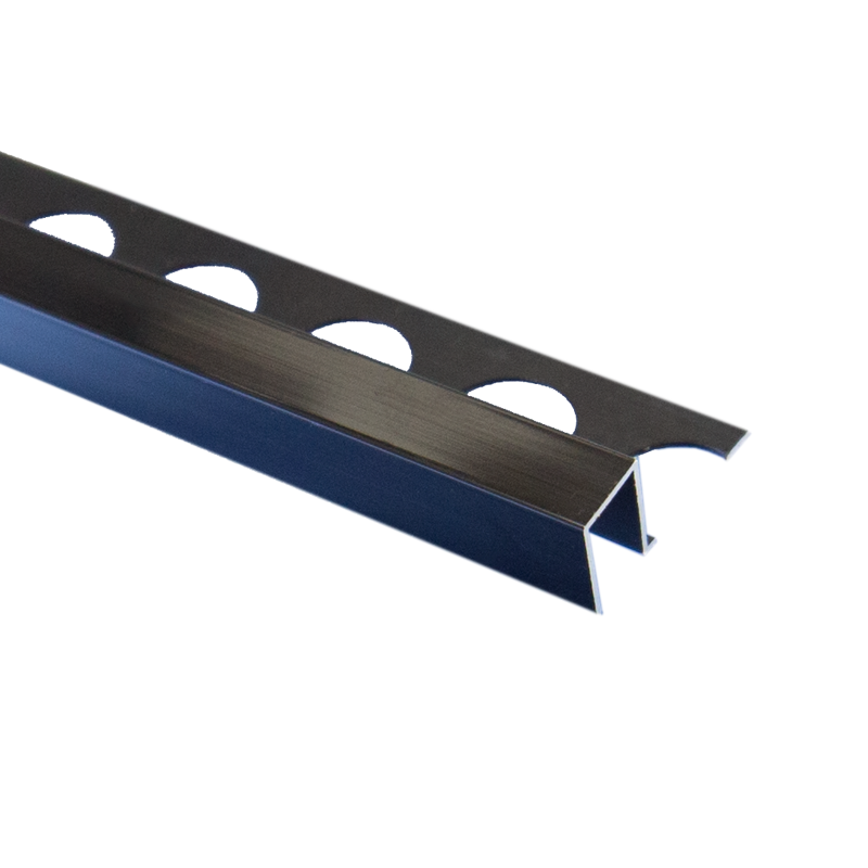 PREMTOOL Contract Metal Square Edge Polished Black Aluminium Tile Trim 2.5m