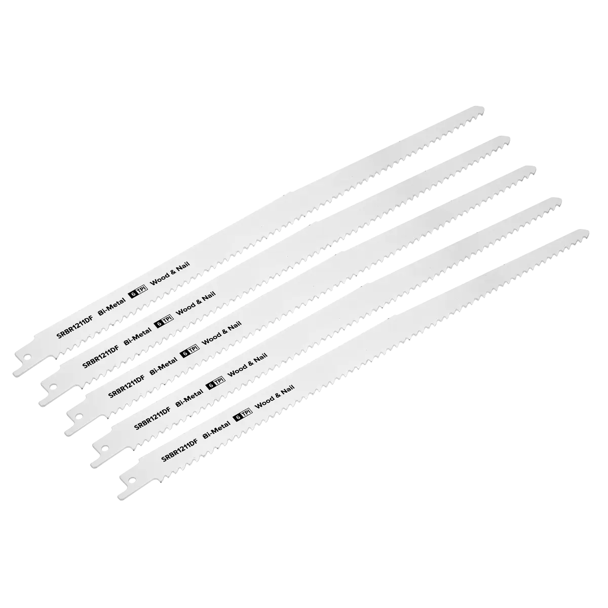 Sealey - SRBR1211DF - Reciprocating Saw Blade for Wood & Nails 300mm 6tpi - Pack of 5