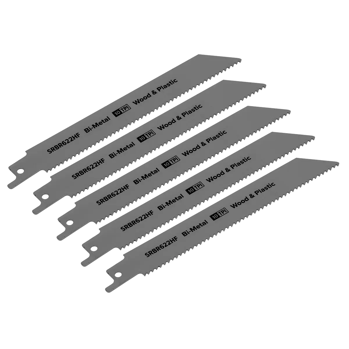 Sealey Reciprocating Saw Blade for Wood & Plastics 150mm 10tpi Pack of 5