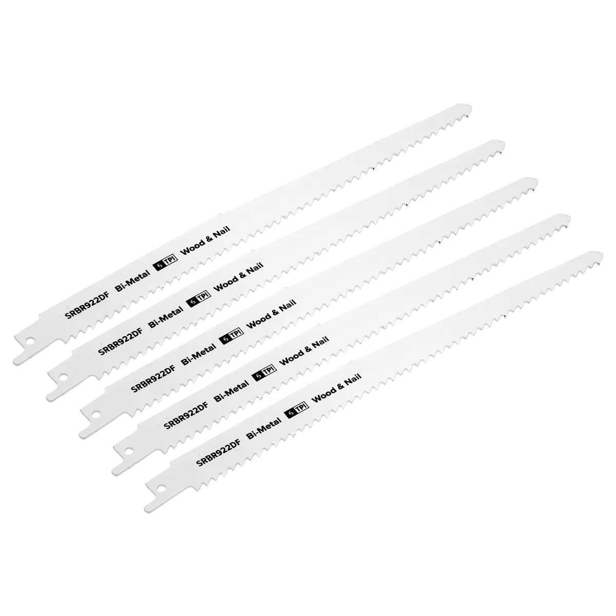 Sealey - SRBR922DF - Reciprocating Saw Blade for Wood & Nails 230mm 6tpi - Pack of 5