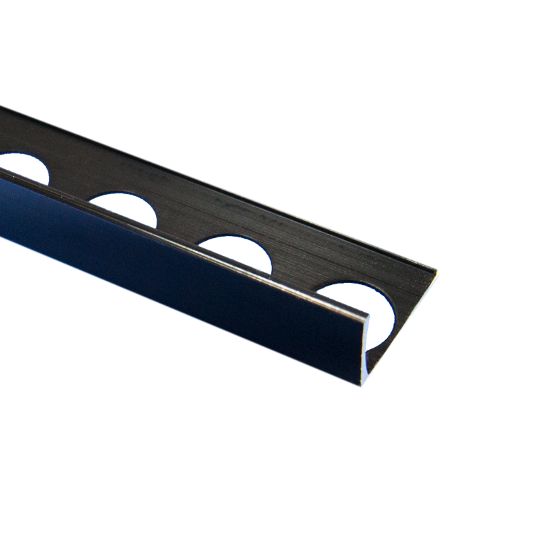 PREMTOOL Contract Metal Straight Edge Polished Black Aluminium Tile Trim 2.5m