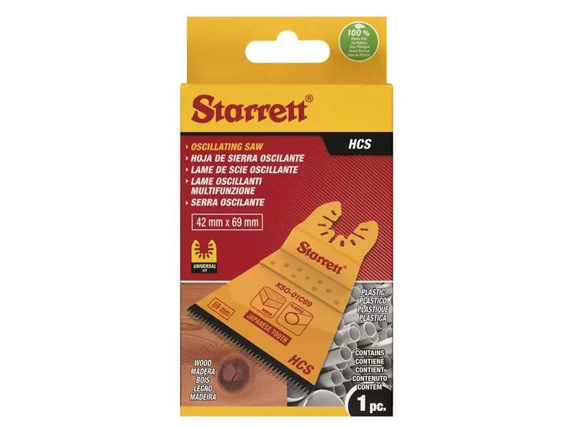 Stanley - STRKSO01C69 - KSO-01C69 Flat-sided HCS Oscillating Blade - Japanese Teeth 69 x 42mm x 14 TPI