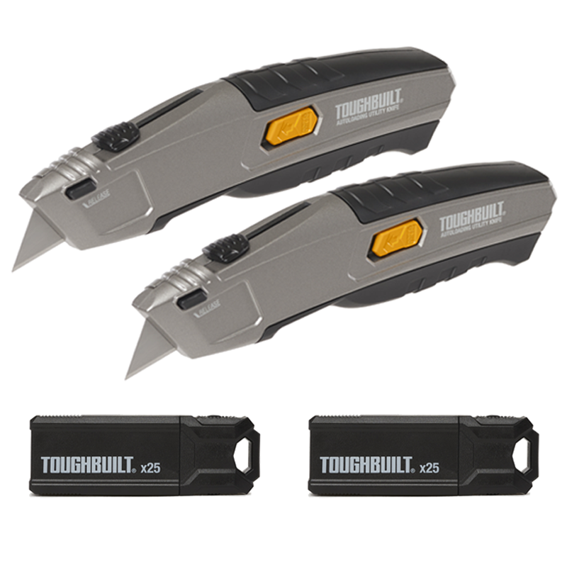 Toughbuilt Autoloading Utility Knife Twin Pack + Blades