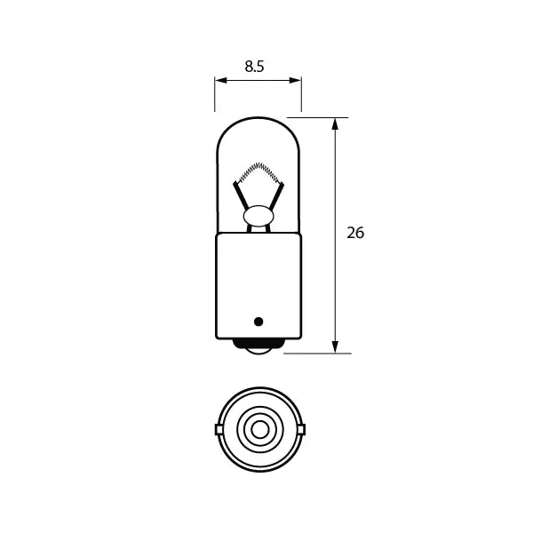 Durite 8-002-33 - Bulb 12V 4W BA9S  Pk10