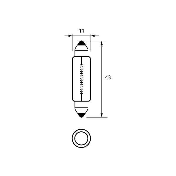 Durite 7-002-65 - Bulb 12V 10W FESTOON 11x43mm  Pk1