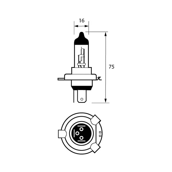 Durite 7-004-75 - Bulb 24V 75/70W H4 P43T HALOGEN Pk1